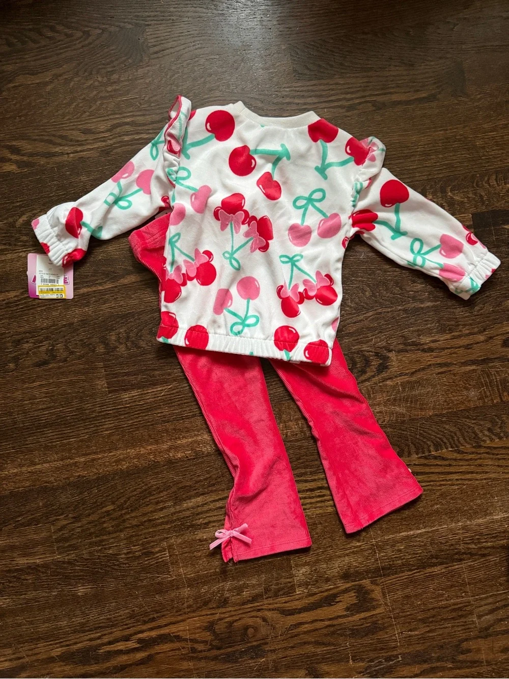 Disney Minnie Mouse Toddler Girls' Velour Cherry Print Set